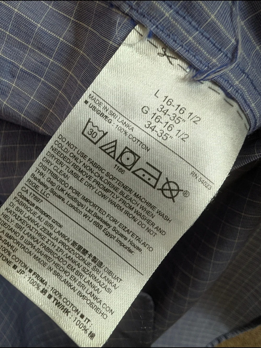Banana Republic Non-Iron Slim Fit Blue Check Dress Shirt L